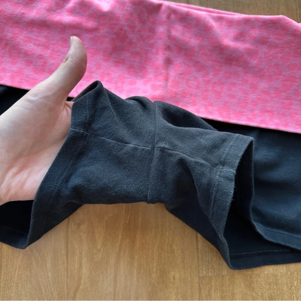 LOVE PINK Sequin Y2K Victoria’s Secret Yoga Shorts, Animal Print Folded Waist - Picture 5 of 12
